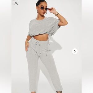 Fashion Nova Women's Gray Knit Pants & Top Set
